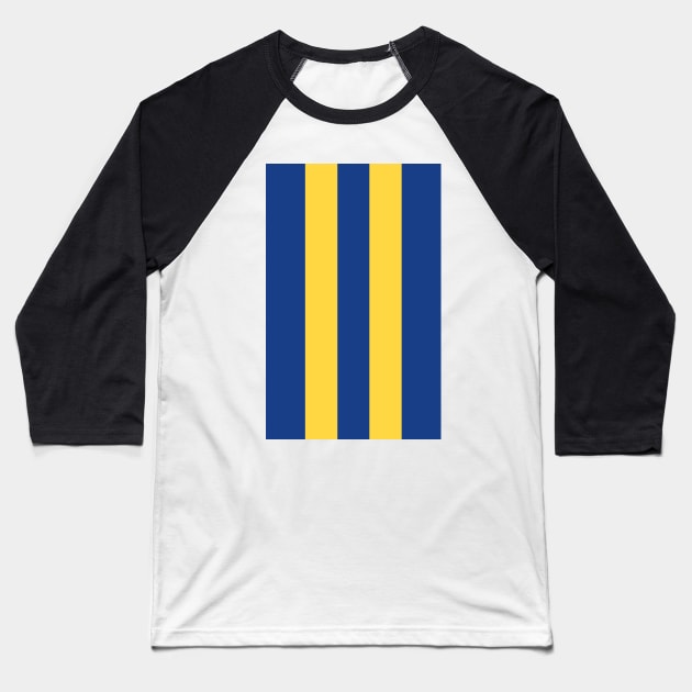 Leeds Retro 1994 Blue and Yellow Away Striped Baseball T-Shirt by Culture-Factory